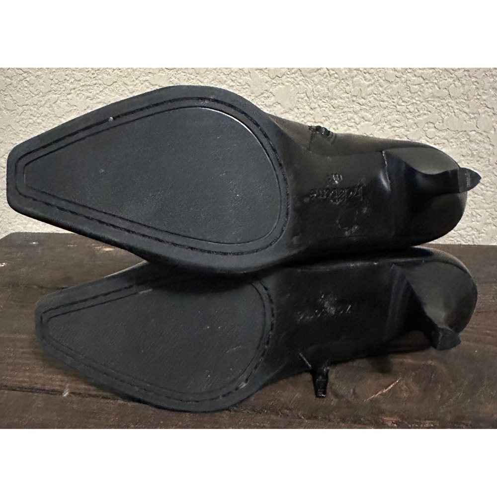 Liz Claiborne Lorraine Black Faux Leather Tassel Kitten Heel Mid-Calf Boots 7.5M - Picture 13 of 14